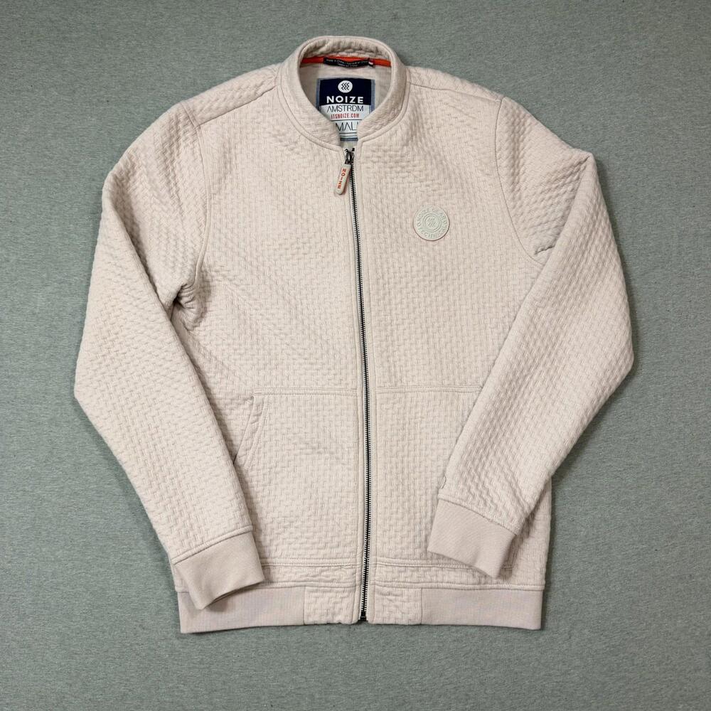 Noize Cream Full Zip‎ Sweater Waffle Knit Vegan Winter Size Small